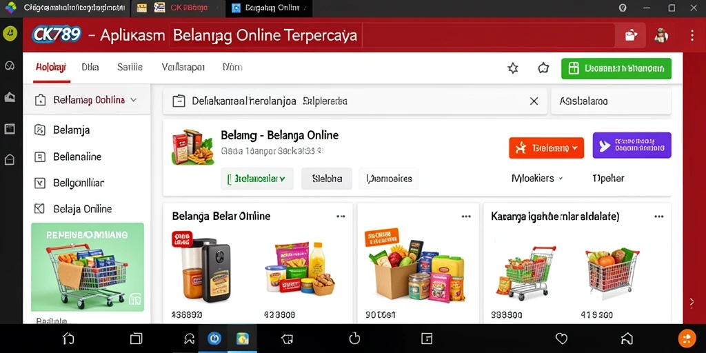 Screenshot utama CK789 menampilkan antarmuka aplikasi Belanja Online yang menarik.