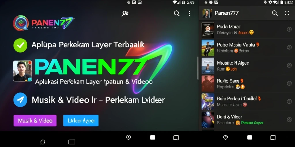 Tampilan antarmuka pengguna PANEN77 saat merekam layar dengan berbagai fitur.