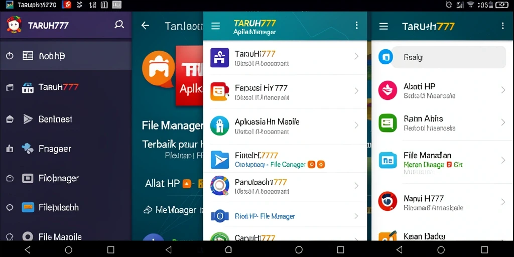 Tampilan antarmuka aplikasi File Manager TARUH777 yang user-friendly.