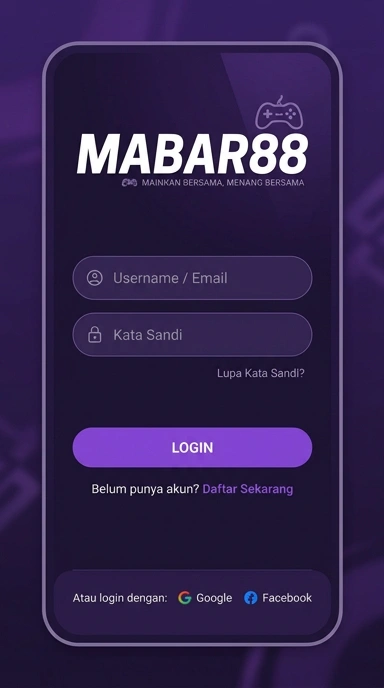 Tampilan halaman login mabar88